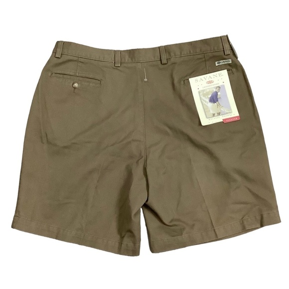 Men's Savane 40 XL Shorts Toffee Pleated Chino Khakis 4 Pockets Golf Cotton NWT - Picture 4 of 8
